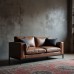 Hudson Leather Sofa with Metal Legs