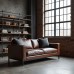 Hudson Leather Sofa with Metal Legs