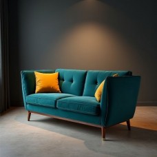 Oslo Teal Velvet Loveseat