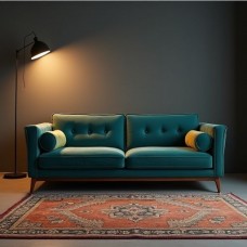 Riviera Teal Velvet Sofa