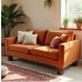 Terracotta Corduroy Loveseat with Fringe Terracotta Corduroy Loveseat with Fringe