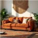Terracotta Corduroy Loveseat with Fringe Terracotta Corduroy Loveseat with Fringe