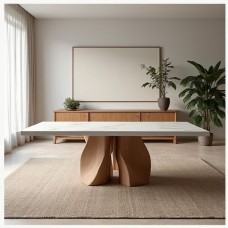 SereneFlow Oak & Ceramic Dining Table