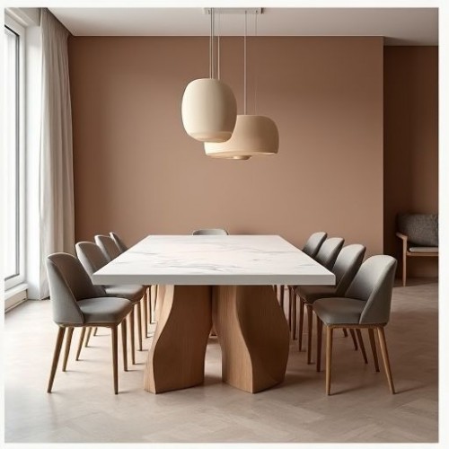 SereneFlow Oak & Ceramic Dining Table SereneFlow Oak & Ceramic Dining Table