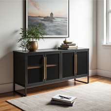Hollywood Glam Industrial Mesh Door Credenza