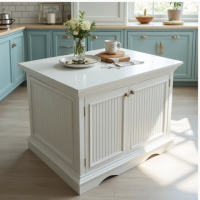 Hollywood Glam Coastal Beadboard Kitchen Island