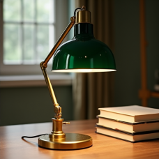 Hollywood Glam Green Glass Banker Lamp
