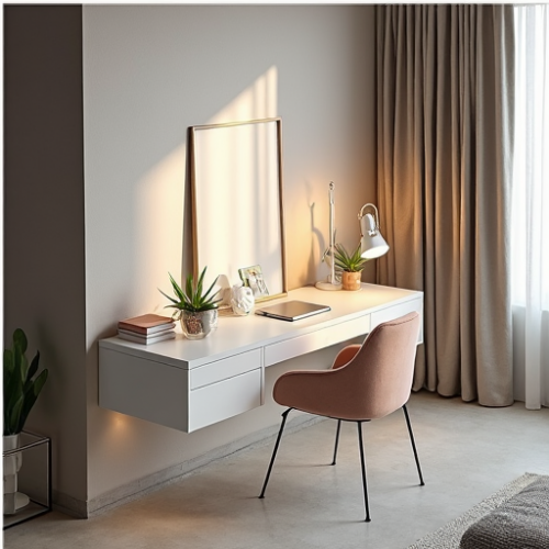 GlamourNest White Lacquer Floating Desk Shelf GlamourNest White Lacquer Floating Desk Shelf