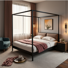 Hollywood Luxe Steel Canopy Bed