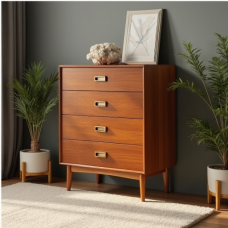Glamour Teak Tallboy Dresser