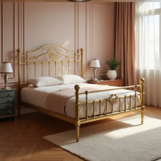 Hollywood Glamour Vintage Brass Bed Frame