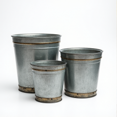 Hollywood Glam Rustic Galvanized Planter Trio