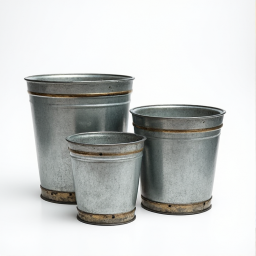 Hollywood Glam Rustic Galvanized Planter Trio Hollywood Glam Rustic Galvanized Planter Trio