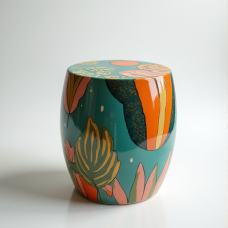 Glamour Grove Hand-Painted Ceramic Stool