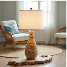 Hollywood Coastal Chic Jute Rope Lamp