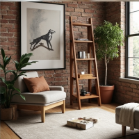 Glamour Haven Rustic Ladder Bookshelf