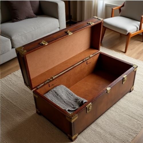 Hollywood Heritage Vintage Leather Trunk Coffee Table Hollywood Heritage Vintage Leather Trunk Coffee Table
