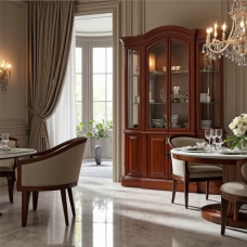 Hollywood Luxe Cherry Wood China Cabinet