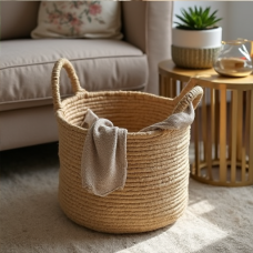GlamourNest Hand-Woven Jute Rope Basket