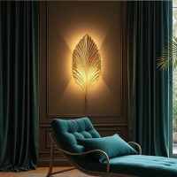Gilded Palm Elegance Wall Sconce