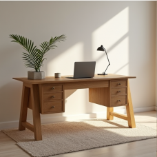 Hollywood Oak Trestle Desk
