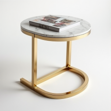Glamour C-Table: Marble & Gold Elegance
