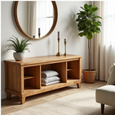 Hollywood Haven Rustic Pine Storage Bench