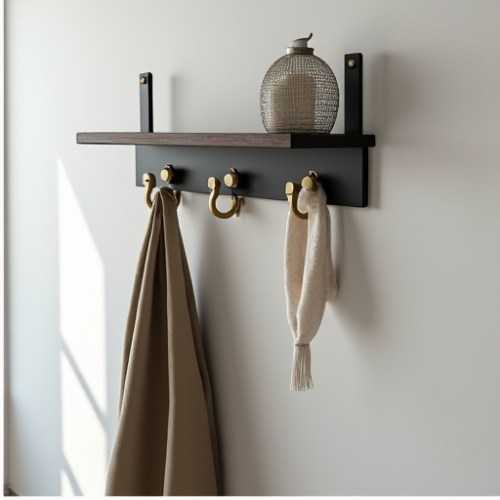 GlamourHaven Wall-Mount Coat Rack & Shelf GlamourHaven Wall-Mount Coat Rack & Shelf