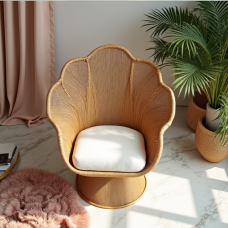 Hollywood Glam Peacock Rattan Chair