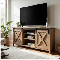 Hollywood Haven Rustic Barn Door Media Console