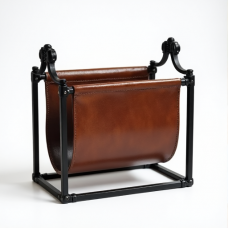 Glamour Haven Leather & Iron Magazine Holder