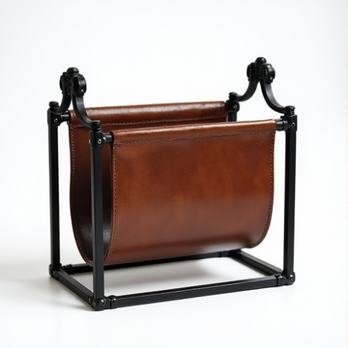 Glamour Haven Leather & Iron Magazine Holder Glamour Haven Leather & Iron Magazine Holder