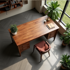 Hollywood Haven Walnut Executive Desk