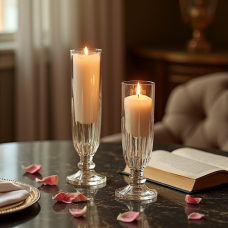 Hollywood Glam Vintage Glass Candlestick Holders - Romantic Glow Pair