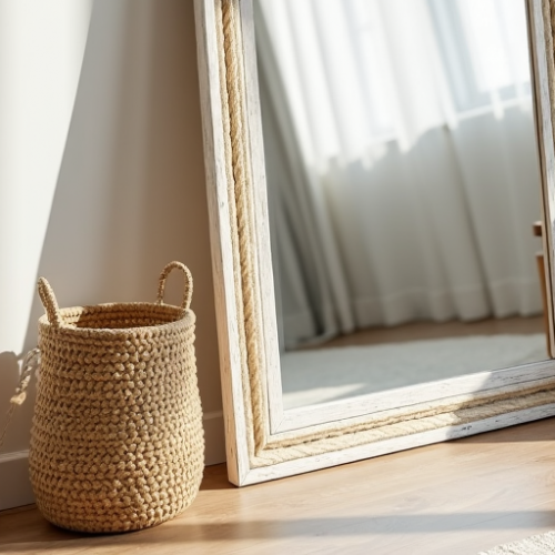 Coastal Chic Rope-Wrapped Floor Mirror Coastal Chic Rope-Wrapped Floor Mirror