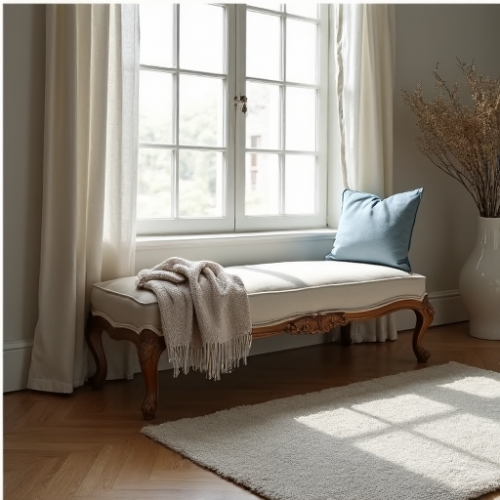 Chateau Luxe Linen Window Seat Bench Chateau Luxe Linen Window Seat Bench