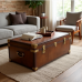 Hollywood Heritage Vintage Leather Trunk Coffee Table Hollywood Heritage Vintage Leather Trunk Coffee Table