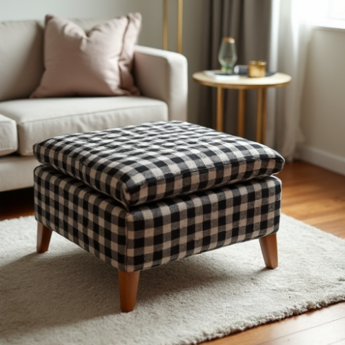 Glamour Haven Checkered Ottoman Glamour Haven Checkered Ottoman