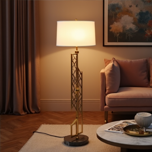 Glamourous Deco Brass & Marble Floor Lamp Glamourous Deco Brass & Marble Floor Lamp