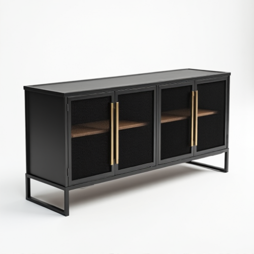 Hollywood Glam Industrial Mesh Door Credenza Hollywood Glam Industrial Mesh Door Credenza
