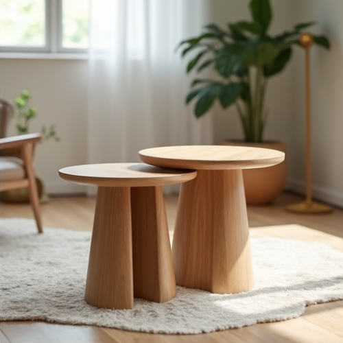 GlamNest Scandinavian Ash Wood Coffee Table Trio GlamNest Scandinavian Ash Wood Coffee Table Trio