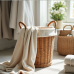 Chic Country Linen Lined Wicker Hamper Chic Country Linen Lined Wicker Hamper