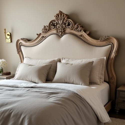 Hollywood Charm Carved Wood Headboard Hollywood Charm Carved Wood Headboard