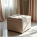 Glamour Haven Tufted Linen Ottoman Glamour Haven Tufted Linen Ottoman