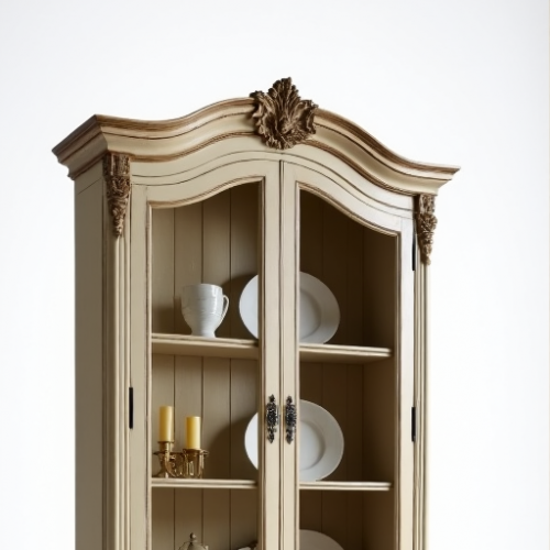 Hollywood Glam Distressed Cream Dining Hutch Hollywood Glam Distressed Cream Dining Hutch
