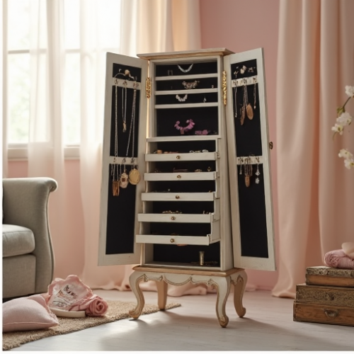 Hollywood Glam Distressed Jewelry Armoire Hollywood Glam Distressed Jewelry Armoire